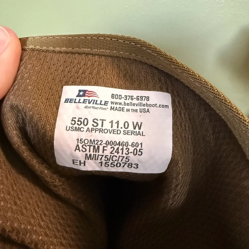Belleville USMC Hot Weather Steel Toe Boots 550ST Brown Leather Size 11 W